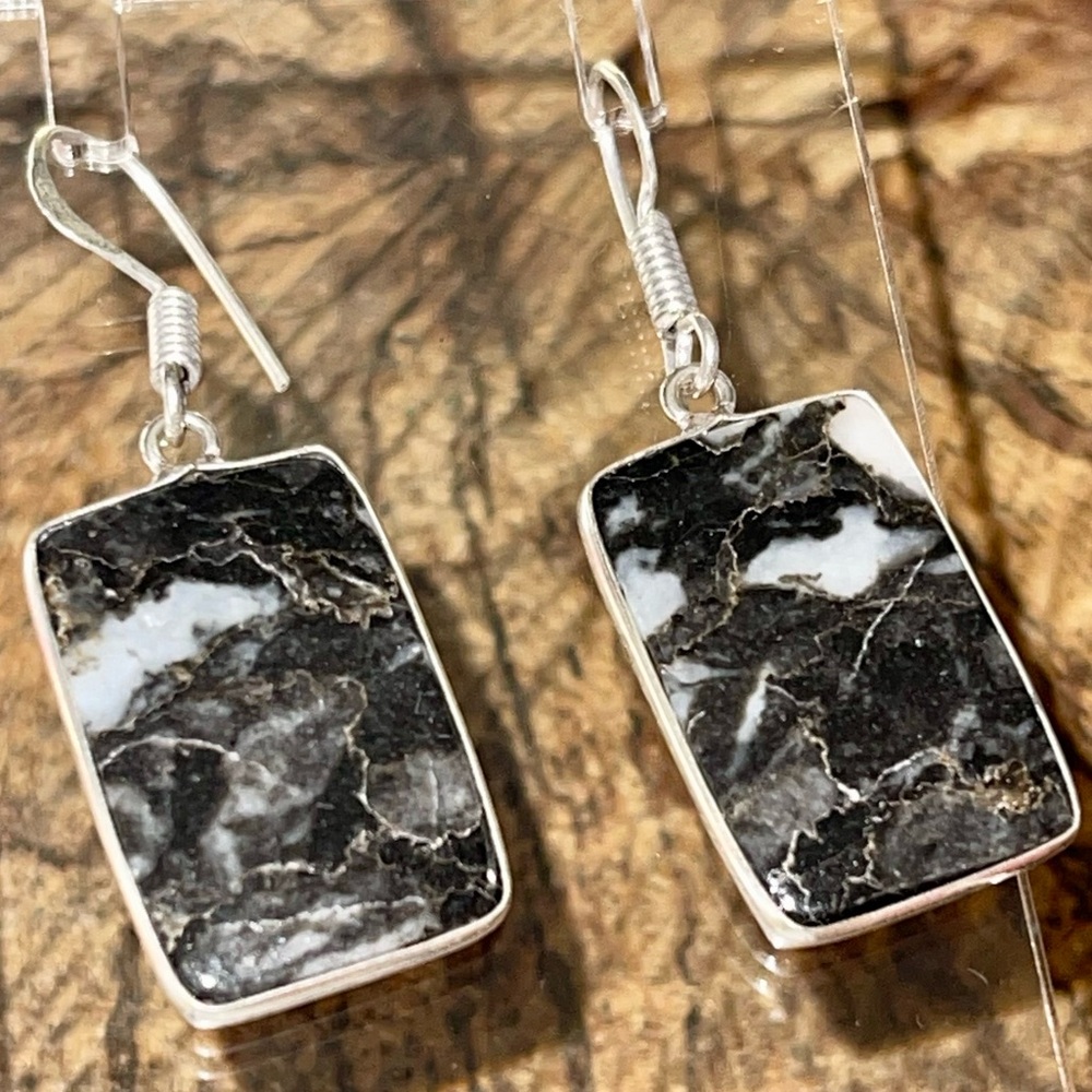 White Buffalo Turquoise Earrings 1 7/8” - Picture 2 of 7